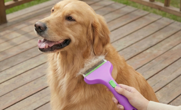 CalmCare Grooming Brush with One-Click Fur Release by Dr. Milou