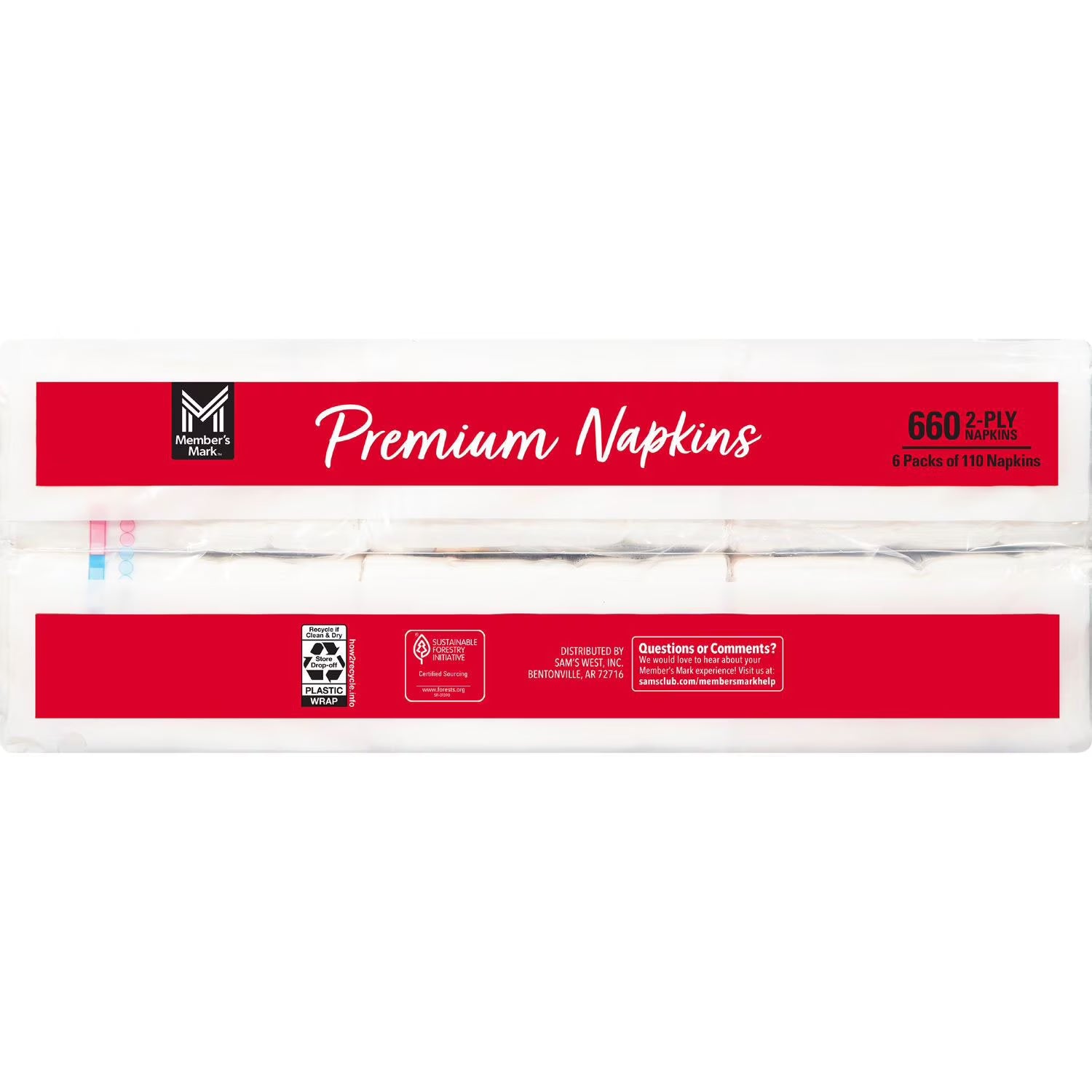 Member's Mark Ultra Premium 2-Ply White Napkins 6 pks., 110 napkins/pk.