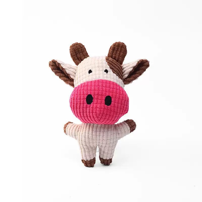 Milou & Lumi Pet Plush Squeaky Toy - Cow