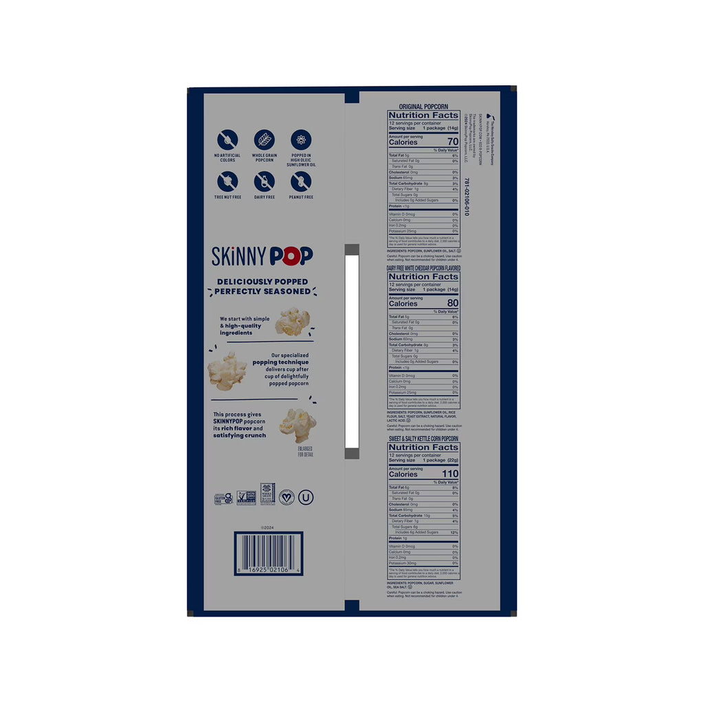 SkinnyPop Variety Snack Pack Popcorn, 0.5 oz., 36 pk.