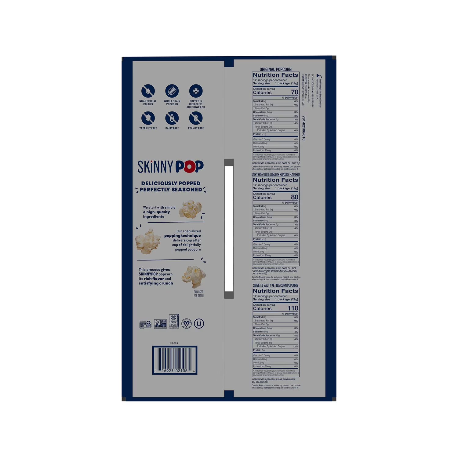 SkinnyPop Variety Snack Pack Popcorn, 0.5 oz., 36 pk.