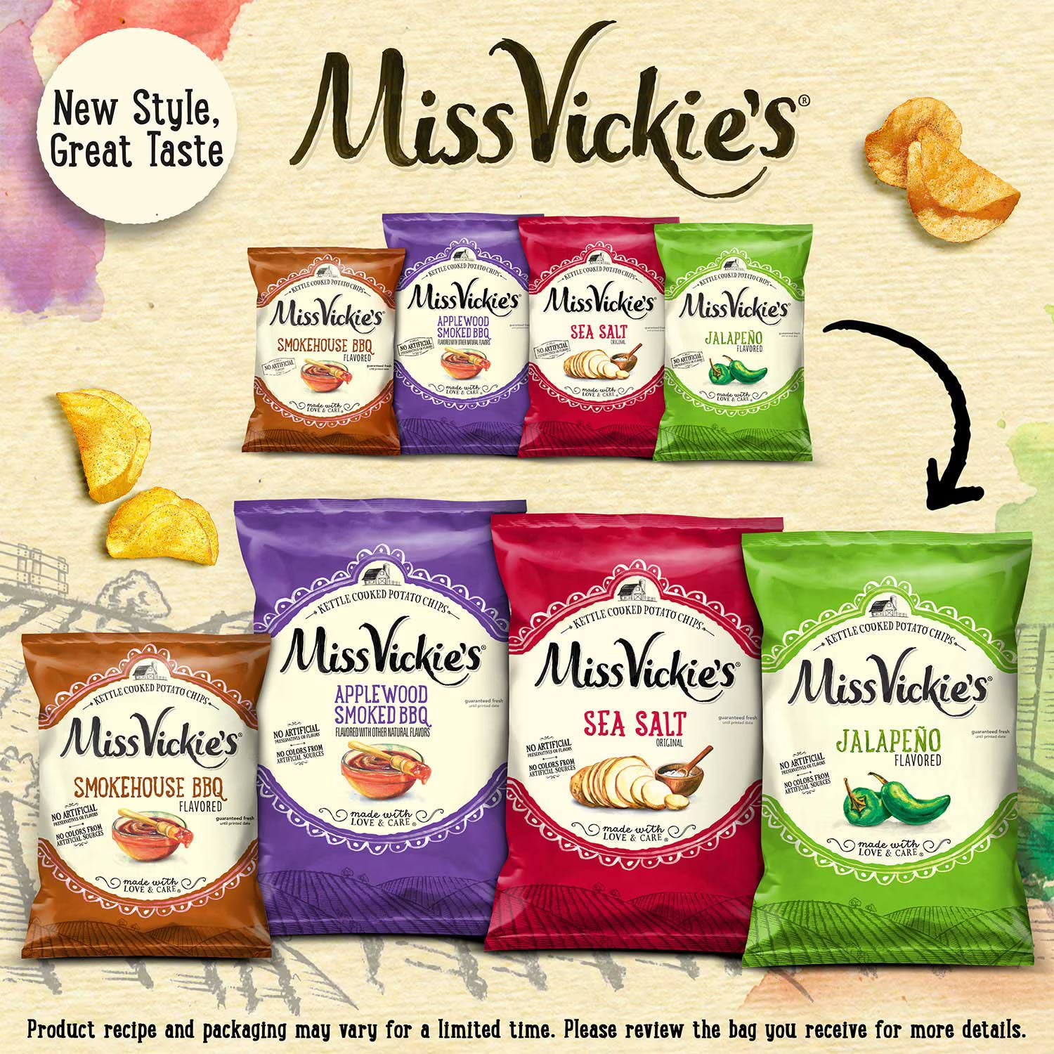 Miss Vickie's Kettle Cooked Potato Chips Variety Pack, 30 pk.