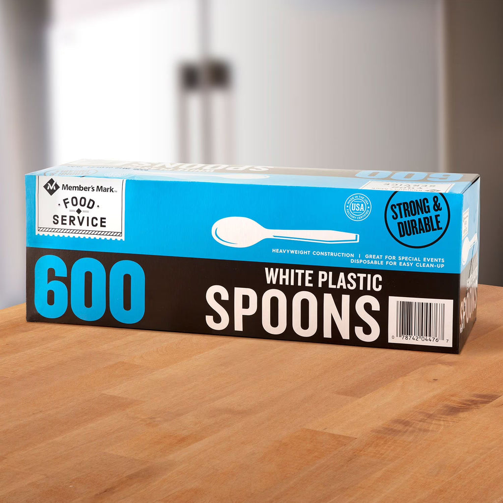 Member's Mark Heavyweight White Plastic Spoons, 600 ct.