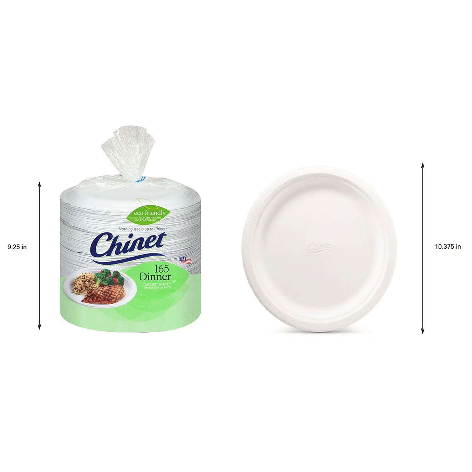 Chinet Classic Dinner Paper Plates, 10.375", 165 ct.