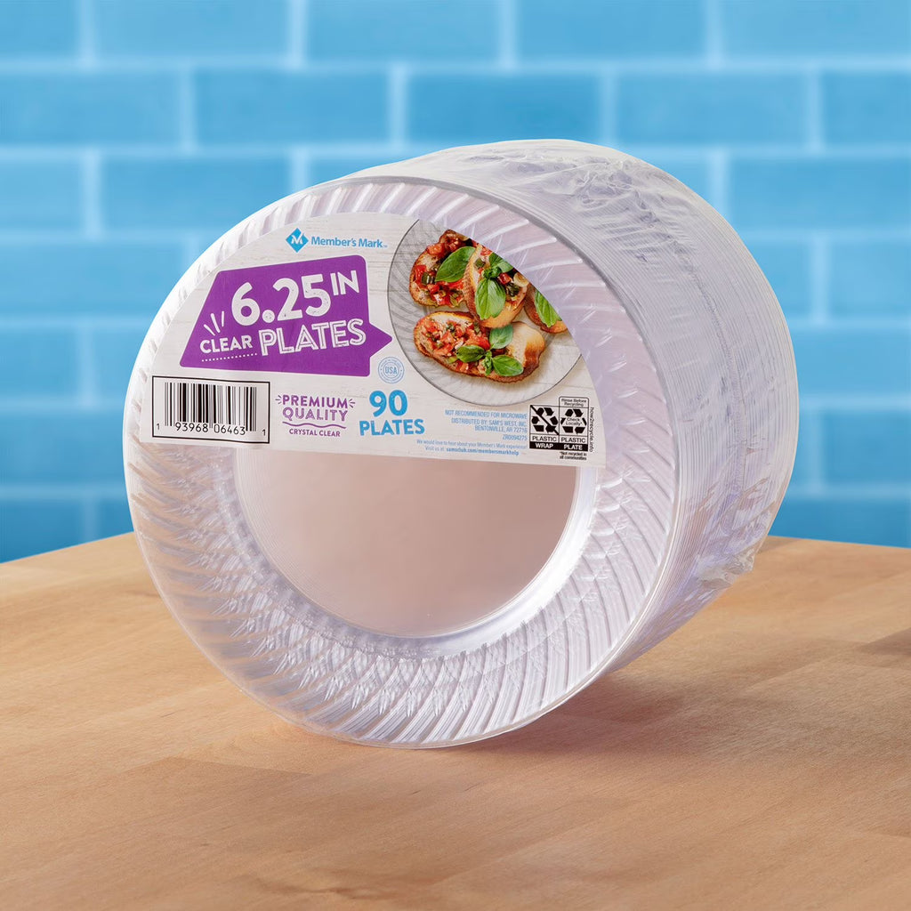 Member's Mark Clear Plastic Plates, 6.25" 90 ct.