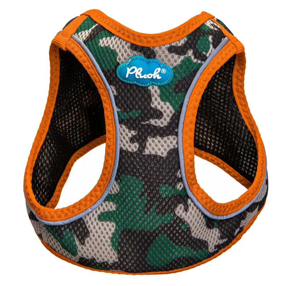 Plush Step In Air Mesh Harness - Camo/Orange
